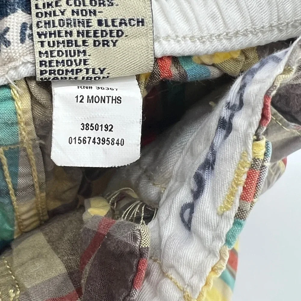 OshKosh Bgosh Baby Boys Plaid Cargo Shorts‎ Multi Color Cotton 12 Months Y2K
